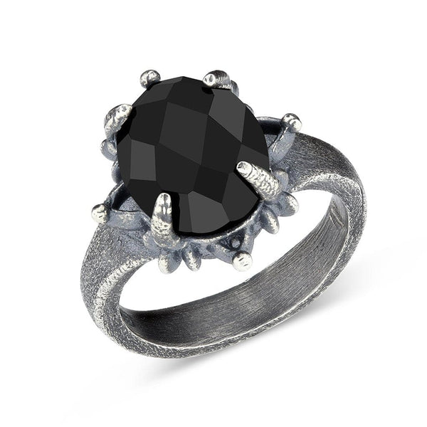Gothic Rose Faceted Onyx Cocktail Ring - Ring