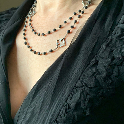 “Gothic Mystique” silver & lava rock necklace