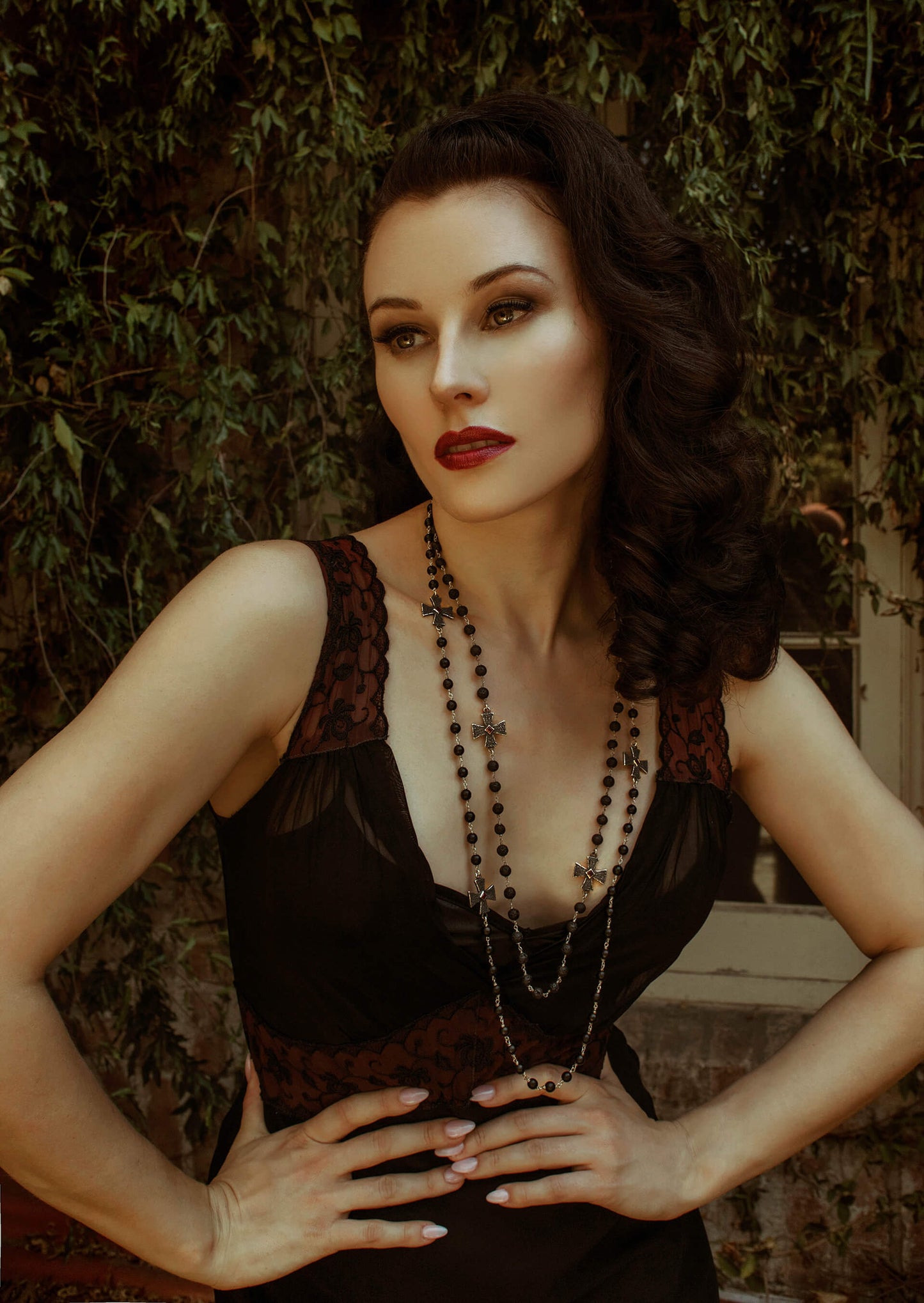 "Relics Of Virtue" Ruby & Faceted Onyx Necklace