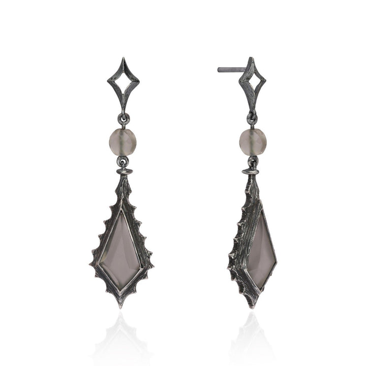 “Clair De Lune" Grey Moonstone Gothic Style Earrings