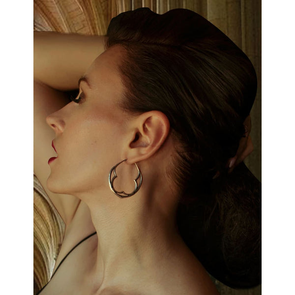 Midnight In Paris Black Onyx Silver Hoop Earrings - Earrings