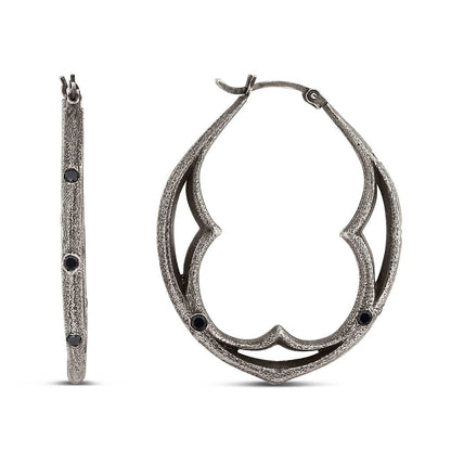 A hoop in gothic structured elements in textured style with black diamonds accents
