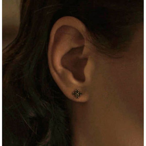 Budding Blooms Black Diamond Stud Earrings - Earrings