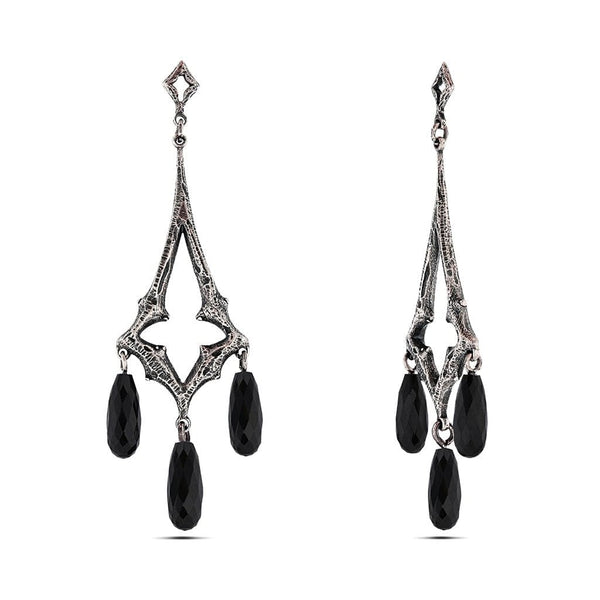 Petals Of Divina Faceted Onyx Chandelier Earrings - Earrings