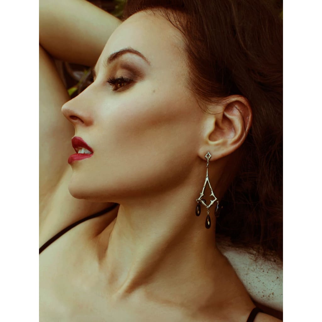 Petals Of Divina Faceted Onyx Chandelier Earrings - Earrings