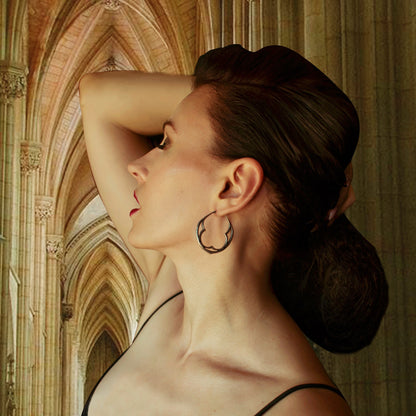 "Midnight In Paris" Black Diamond Silver Hoop Earrings