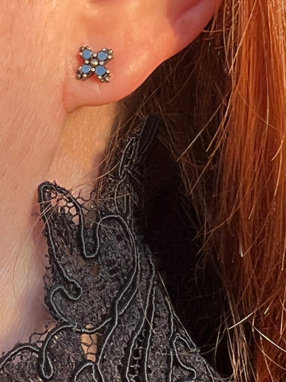 "Budding Blooms" Black Diamond Stud Earrings