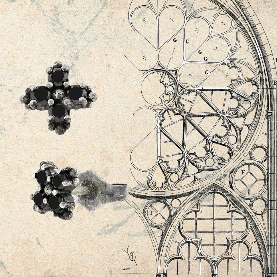 "Budding Blooms" Black Diamond Stud Earrings