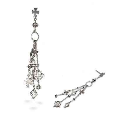 cathedral crosses earrings, An assortment of crosses with white topaz quartz creates dangle earrings with attitude. 