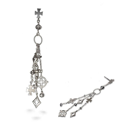 cathedral crosses earrings, An assortment of crosses with white topaz quartz creates dangle earrings with attitude. 
