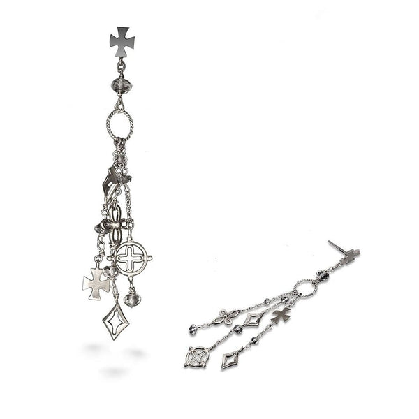 cathedral crosses earrings, An assortment of crosses with white topaz quartz creates dangle earrings with attitude.