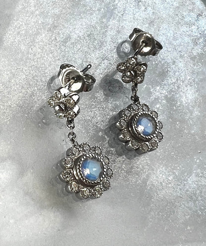“Daisy Drop” faceted moonstone earrings