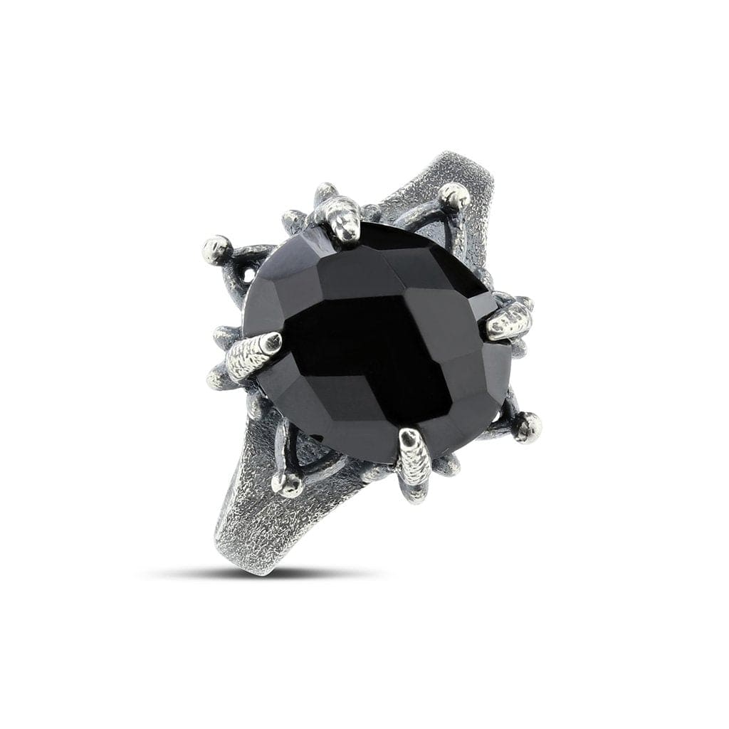 Gothic Rose Faceted Onyx Cocktail Ring - Ring