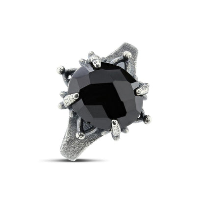 Gothic Rose Faceted Onyx Cocktail Ring - Ring