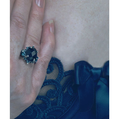Gothic Rose Faceted Onyx Cocktail Ring - Ring