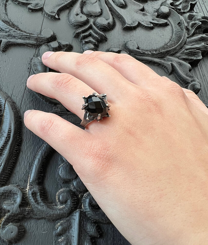 "Gothic Rose" Faceted Onyx Cocktail Ring