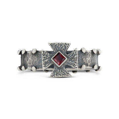 Strength In Virtue Ruby Maltese Cross Ring - Ring