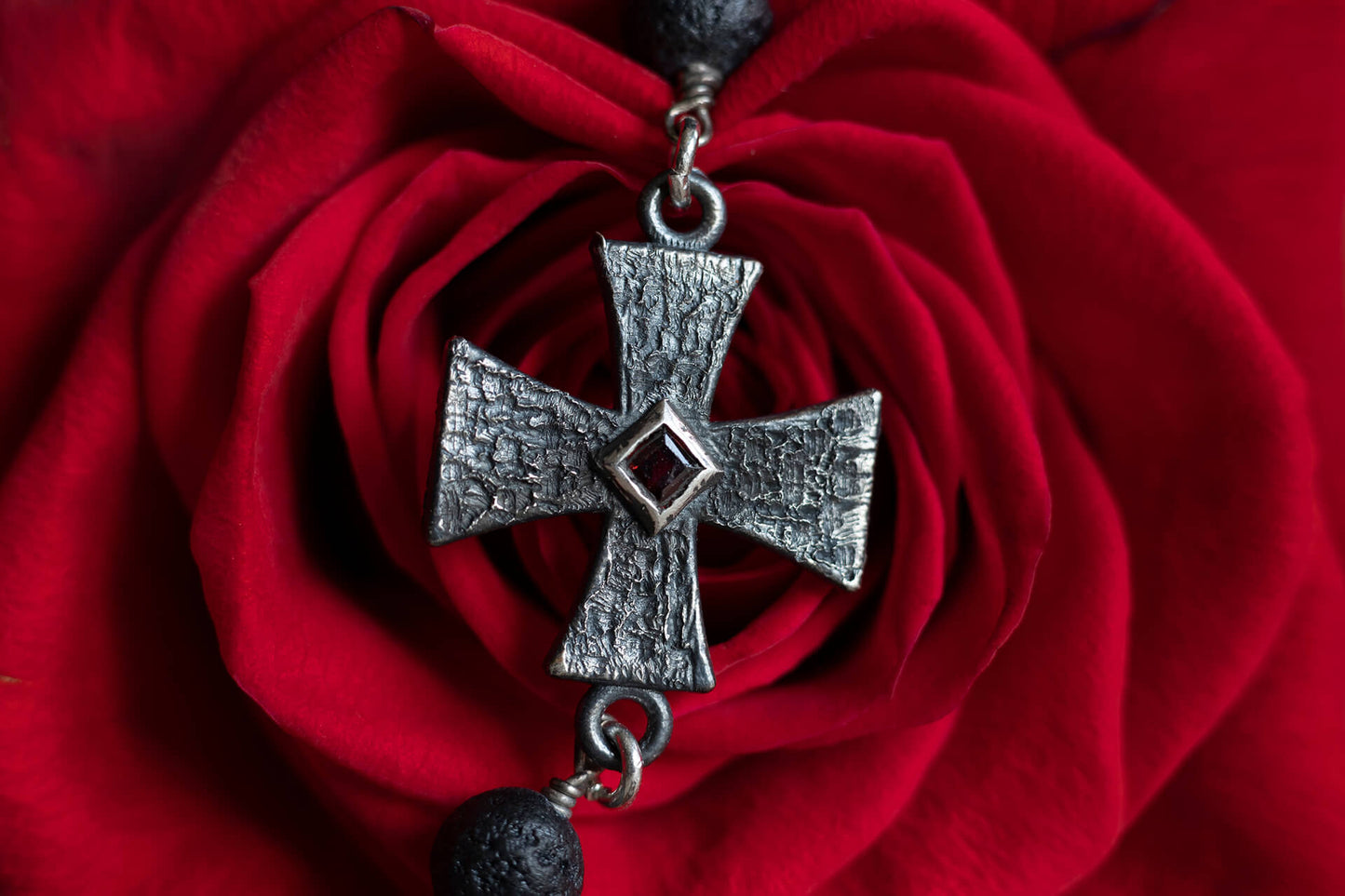 "Relics Of The Revival" Garnet & Lava Rock Necklace