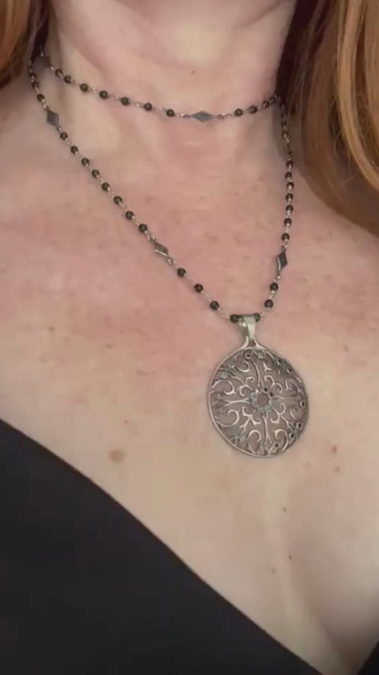 "Gardens Of Adelaide" Black Diamonds Pendant Necklace
