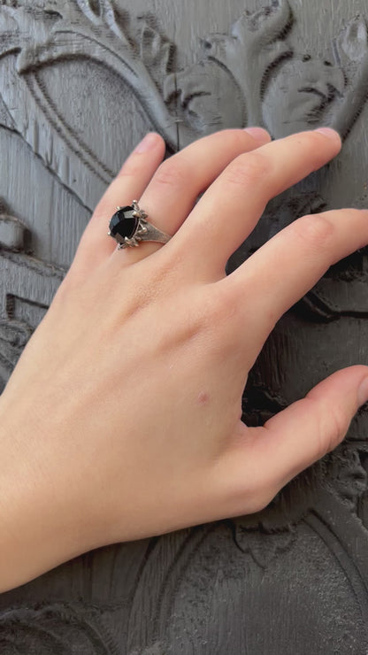 "Gothic Rose" Faceted Onyx Cocktail Ring