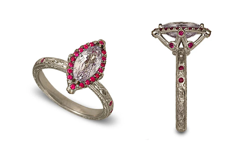 RUBY AND WHITE SAPPHIRE ENGAGEMENT RING