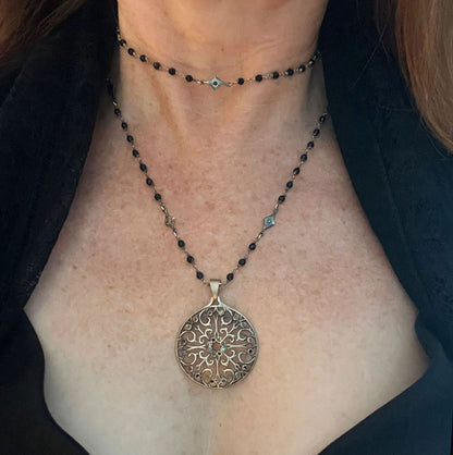 "Gardens Of Adelaide" Black Diamonds Pendant Necklace