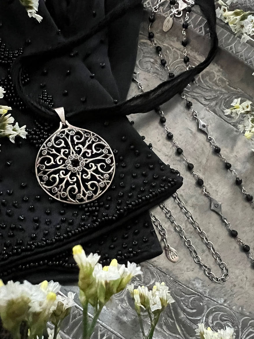 "Gardens Of Adelaide" Black Diamonds Pendant Necklace
