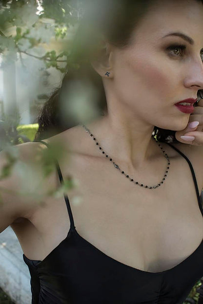 "Dual Harmony" Onyx & Black Diamond Necklace