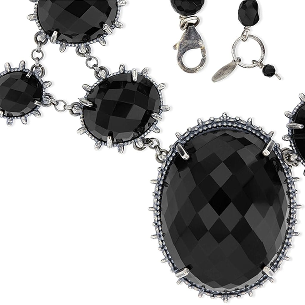 faceted onyx necklace the majestic, A statement necklace of finely detailed frames and dramatic faceted high quality stones of onyx