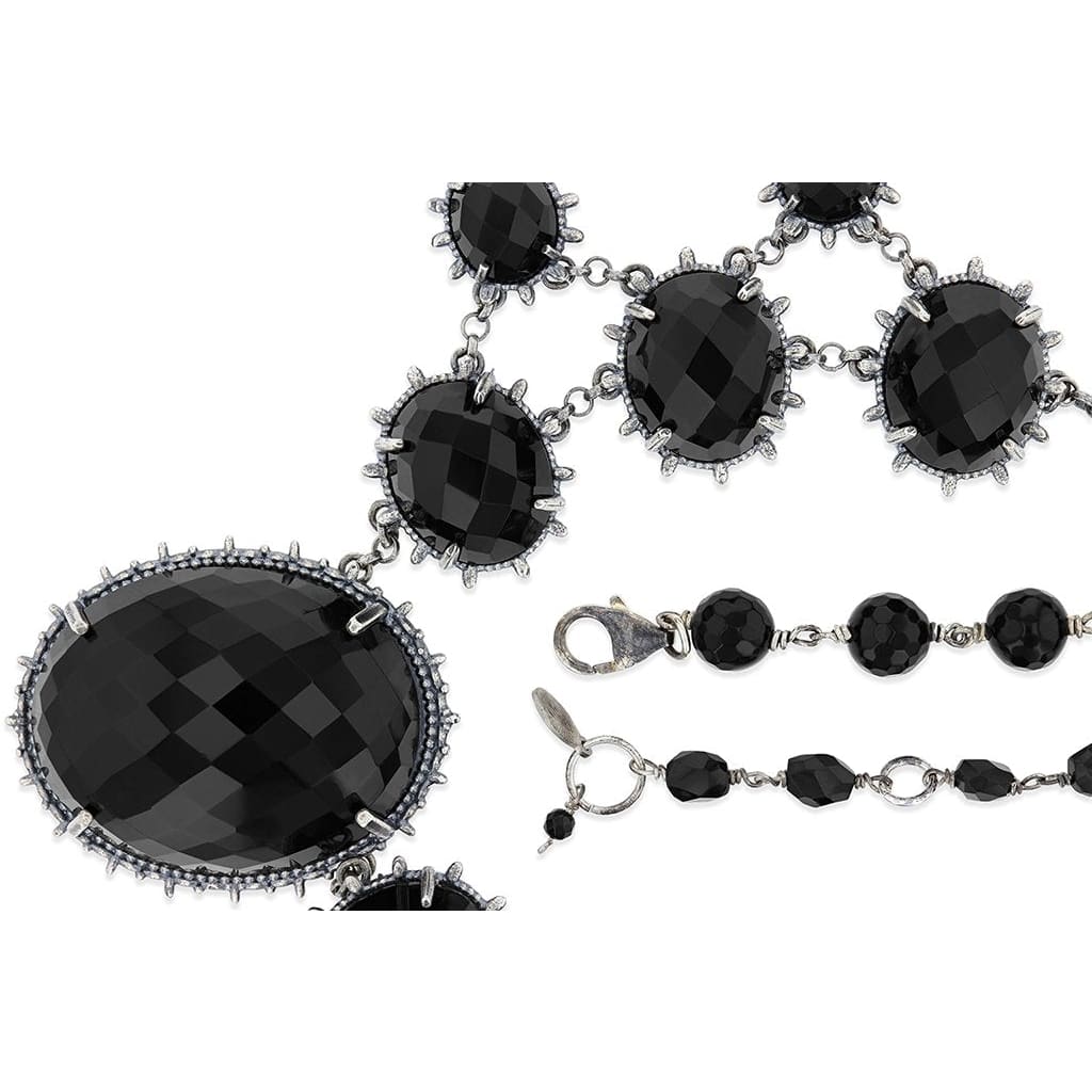 faceted onyx necklace the majestic, A statement necklace of finely detailed frames and dramatic faceted high quality stones of onyx