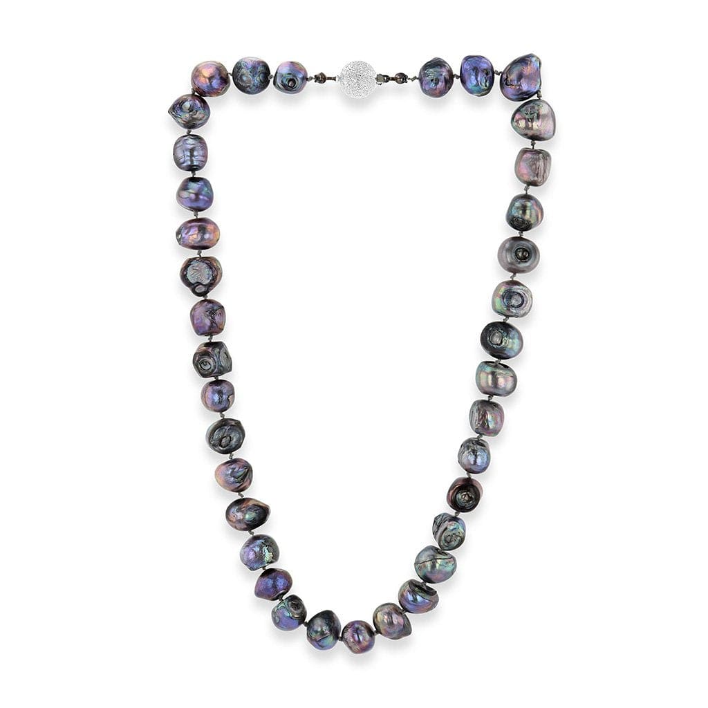 Freshwater pearl necklace of exotic hues of colors